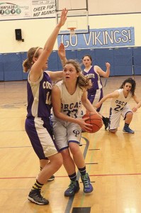 Hannah Brunner-­Gaydos takes charge of the ball.