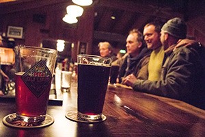 Island patrons enjoying the fare at the new White Horse Pub in Eastsound.