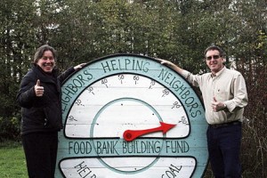 Colleen Smith Armstrong/ staff photo Orcas Island Community Foundation director Hilary Canty and Food Bank president Larry Shaw.