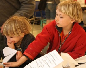 Youngsters enjoyed folding airplanes at the 2010 contest.