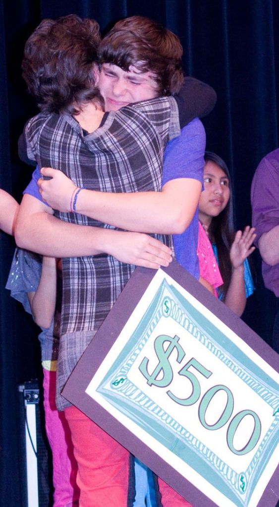 Pianist Kellen Comrie is this year’s Orcas Has Talent winner. His mother ran on stage to congratulate him.