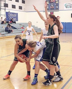 Viking Hannah Gaydos keeps a strong grip on the ball.