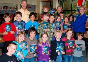 Martha Inch's third grade class with their new dictionaries.