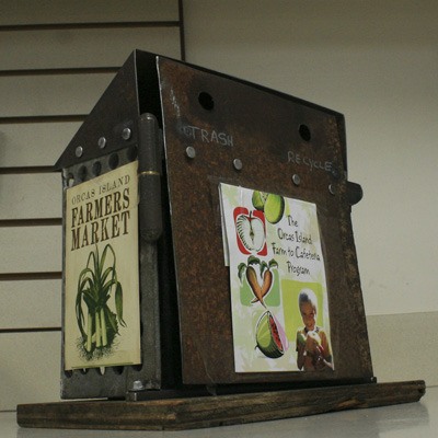 A steel prototype of how the garbage cans in Eastsound could be housed.