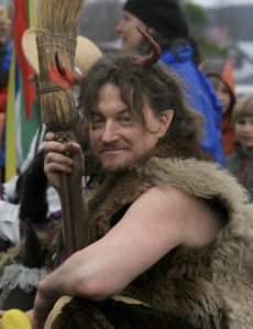 Christopher Evans as Puck during last year’s street performances.