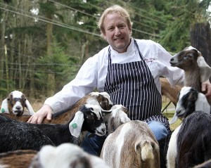 Bill Patterson raises goats with the Lums on Orcas. Goat is on his menu.