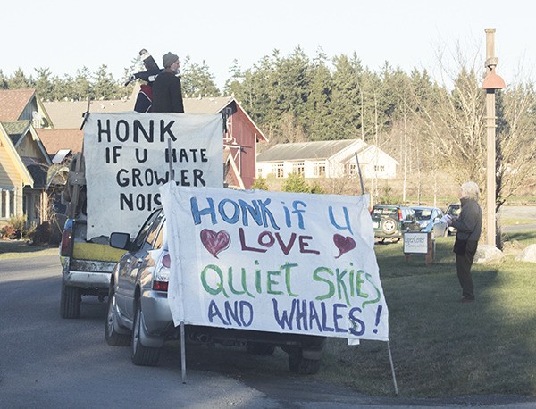 Signs outside the Lopez Community Center