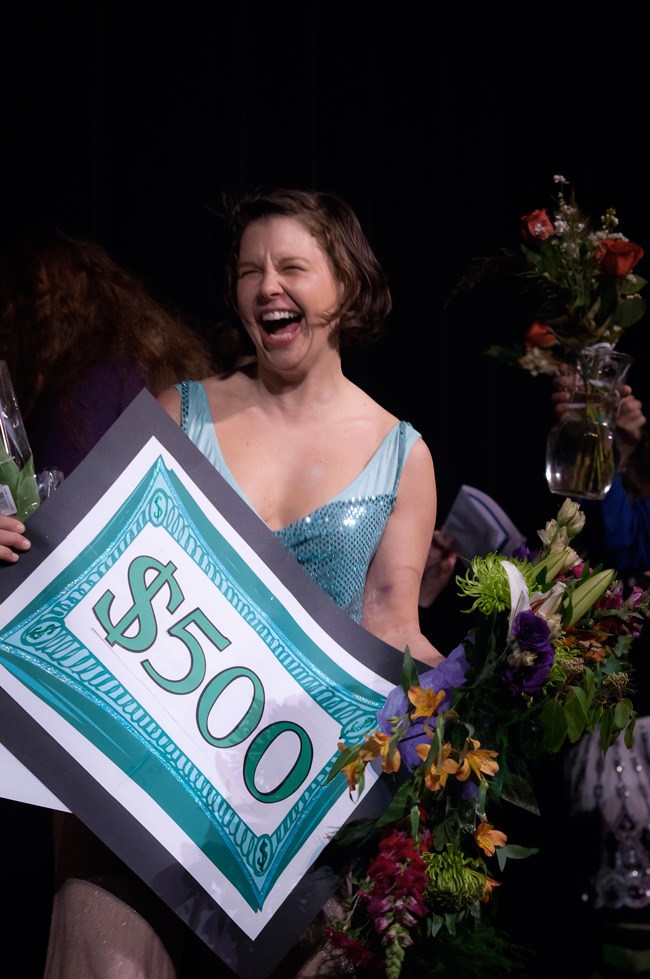 Dancer Laura Ludwig with her grand prize. She and Charles Dalton won last year's competition.