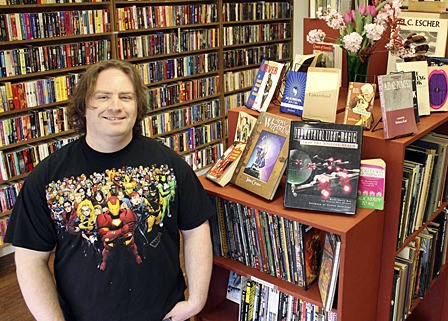Don Yerly in his new used book store.