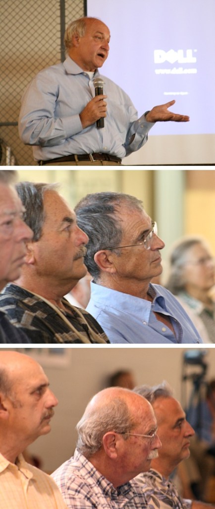 Top photo: Land use attorney Dennis Reynolds talks about the 'Legal Obligations and Limitations of Government' at the public forum hosted by the Common Sense Alliance. The forum