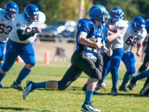 Viking Daniel Briggs (17) turning the corner on a QB keeper