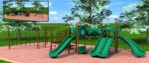 An artistic rendering of Moran State Park's new Cascade Lake play structure.
