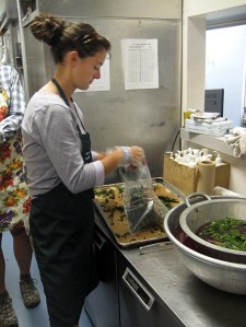 Orcas High School senior Huxley Smart helping out during the August F2C “5th Season Event” that prepared local foods for use in school lunches during the school year.