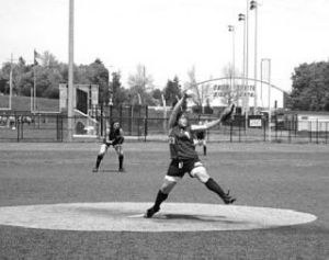 Freshman phenom pitcher Adria Garcia winds up for a pitch.