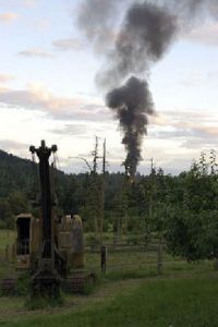 A fire destroyed the Burke Thomas cabin off Swan Road on Friday
