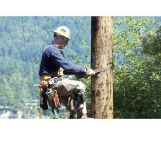 Old school (pole climbing) meets new technology (SCADA). OPALCO Apprentice Lineman Sean Parsons climbing a pole near Crescent Beach in Eastsound. The crew installed Nova reclosures on the lines that allow OPALCO to remotely monitor and control the power supply using SCADA (Supervisory Control and Data Acquisition) technology. This technology is part of OPALCO’s growing automated infrastructure
