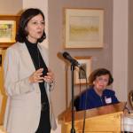 Colleen Smith Armstrong/staff photo                                Executive Director of Neighborhood Clinics Debra Gussin speaking at the meeting, with Catherine Henderson, OMF board president.