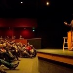 Hedrick Smith lecturing at Orcas Center.