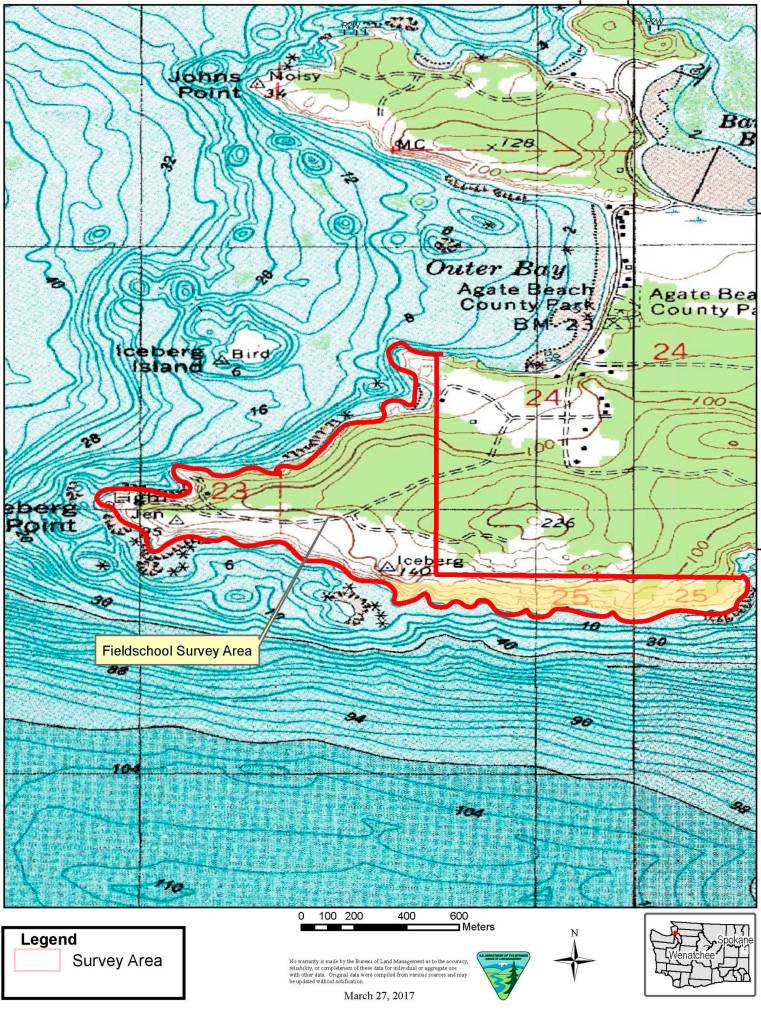 Contributed image/Bureau of Land Management                                The area of the proposed field school is outlined on the map, above.