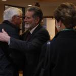 Staff photo/Hayley Day                                Well wishers congratulate San Juan County Superior Court Judge Donald Eaton at his retirement party on Dec. 15.
