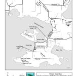 Contributed image/San Juan County                                This map shows the part of the MacKaye Harbor Road that a county feasibility study suggests moving to protect it from rising sea level projections. The section runs along the southern tip of the road, starting near Aleck BayRoad, past Barlow and Outer Bays and the Agate Beach County Park, to Seth Road.