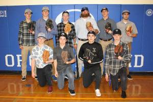 <strong>Marty Zier photo </strong>                                Back row, left to right: Matthew Mullan, Hayden Simpson, Kellen Maier, Vanya Bullock, Garrett Ballanger. Front row: Tomas Holmes, Brian Schneider, Corey Aragon and Kupono Anuenue. Missing: Daniel Keyes and Charlie Brady.