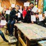 Camp Orkila staff works with artist Susan Slapin