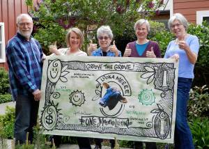 OPALs fundraising team left to right: board president Tim Fuller, trustees Rusty Diggs and Margaret Mills, executive director Lisa Byers and trustee and fundraising chair Pegi Groundwater.