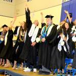 Colleen Smith Armstrong/staff photo                                The 2018 Orcas Island High School graduating class celebrates receiving their diplomas by throwing off their caps.