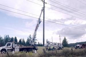 OPALCO pole replacement for Orcas Road re-alignment