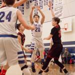 Viking basketball players working hard