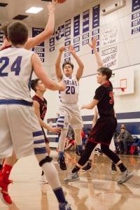 Viking basketball players working hard