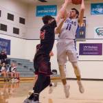 Viking basketball players working hard