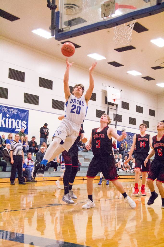 Viking basketball players working hard