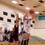 Viking basketball players working hard