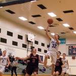 Viking basketball players working hard