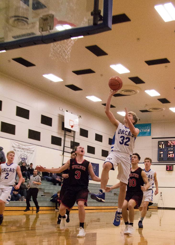 Viking basketball players working hard