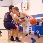 Viking basketball players working hard