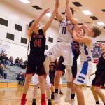 Viking basketball players working hard