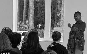 Anastacia-Renee speaking to students on Dec. 18.