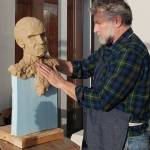 Contributed photo/SJIMA                                Gareth Curtiss sculpts the face of the statue.