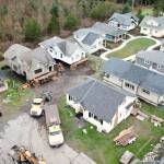 Contributed photo/Sandy Bishop                                Lopez Community Land Trust volunteers Jim and Tom help with the organizations 2018 Salish Way project.                                Contributed photo/San Juan Community Home Trust                                The final homes are added to the home trusts Sunrise II neighborhood on San Juan.