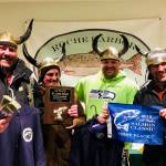 Colleen Smith/staff photos                                Above left: First and fourth place winner Paul McAbee (far left) of Bellingham, Washington with his fellow anglers.
