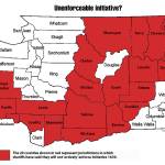 Contributed photo/Statesman-Examiner                                Graphic shows counties where law enforcement wont actively enforce the gun control measure.