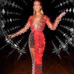 Ethereal Celine Dion posing alongside Anthony Howes hypnotic Omniverse sculpture on the runway of Iris van Herpens Couture show. Styled by Pepe Muñoz.