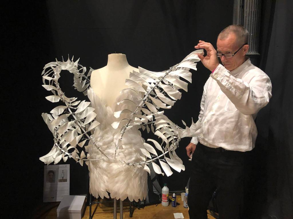 Photo contributed by Anthony Howe, seen here in the last minutes before Dutch fashion designer Iris van Herpen gave a thumbs up on the finale Infinity dress.