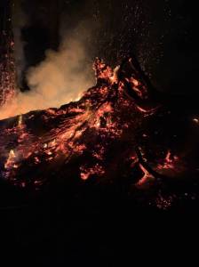 Contributed photo                                Orcas Island Fire and Rescue extinguished the fire utilizing 200 gallons of water