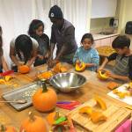Contributed Photo | Cadet and Orcas Farm to Classroom students cut and cook pumpkins to serve at the Food Matters event on Oct. 23