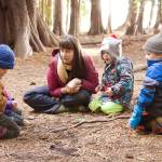 Laura Kussman/staff photo                                Kimberly Worthington, a forest school program Specialist and lead teacher with a passion for early childhood environmental education, tells an interactive tale of the Three Little Pigs.