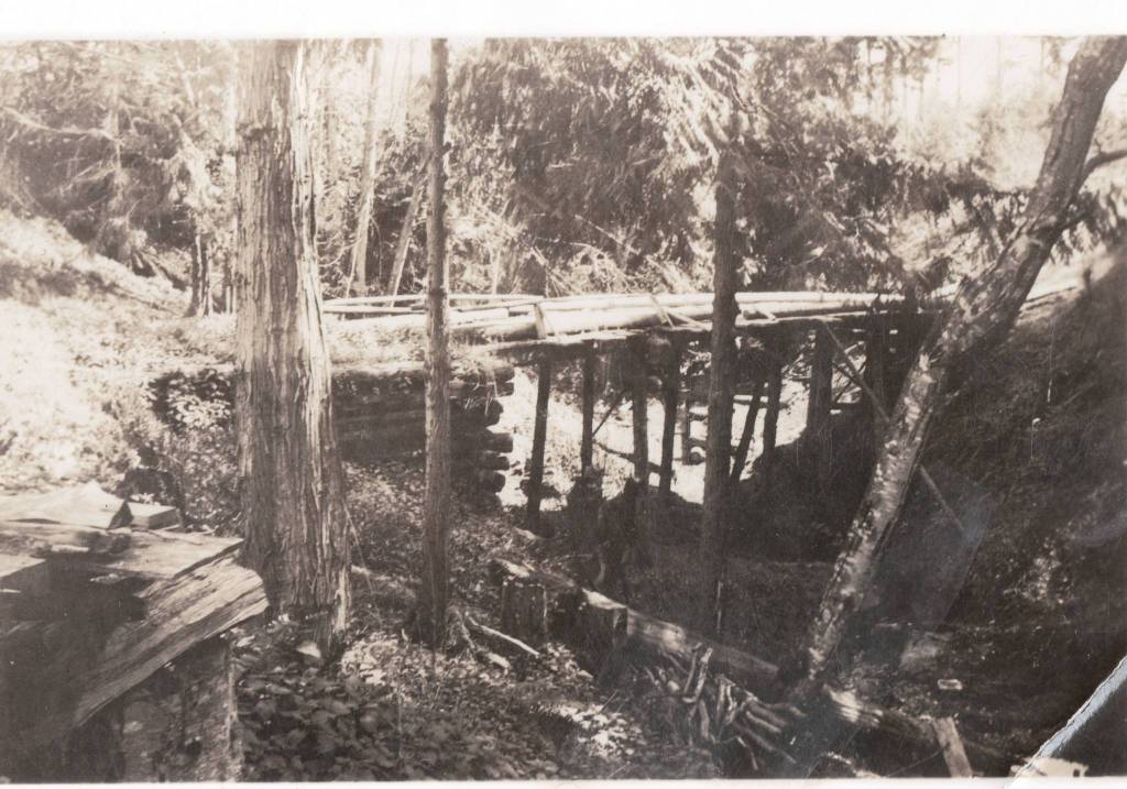 Original timber trestle bridge over West Beach creek circa 1936